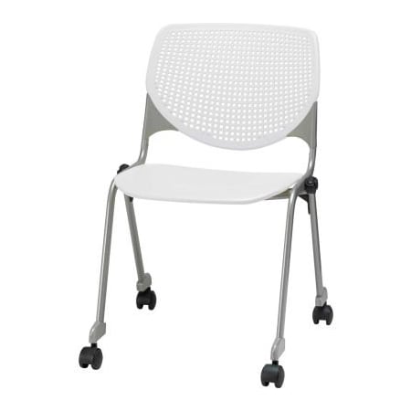 Kfi KFI Stack Chair with Casters and Perforated Back -  Plastic Seat - White - KOOL Series CS2300-P15